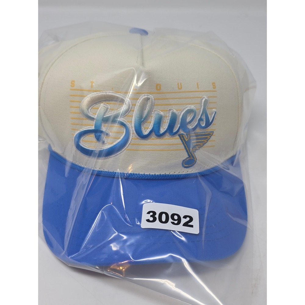 Melonwear St Louis Blues‎ Hat Blue Cream Snapback Cap NHL Hockey - Picture 9 of 9